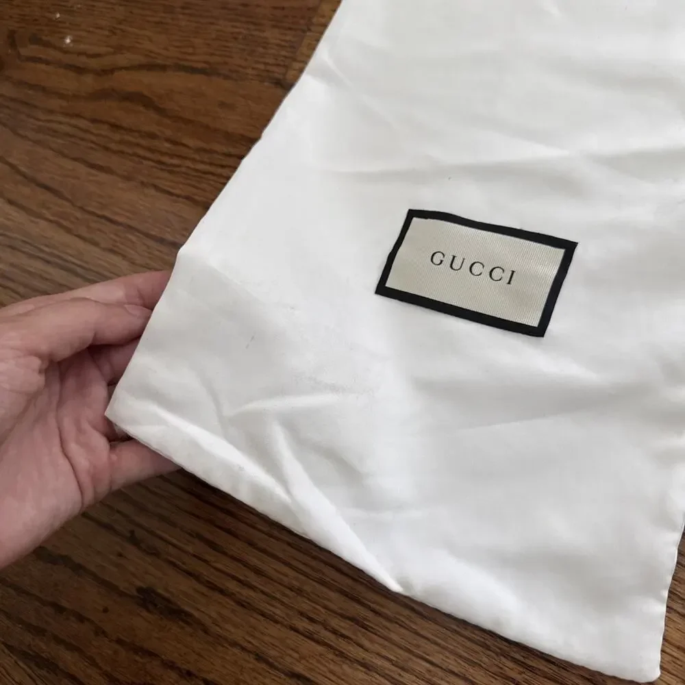 Lot of 7 Gucci White Satin Drawstring Dust Bags for Shoes Accessories 17x8”